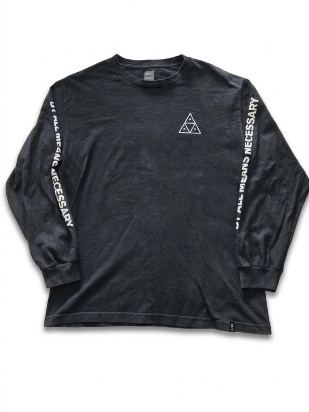 HUF Triple Triangle Black Long Sleeve T-Shirt "By All Means Necessary"